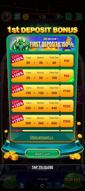 IND Club 1st Deposit
